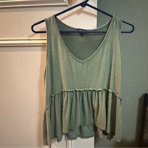 Green peplum ruffle tank top